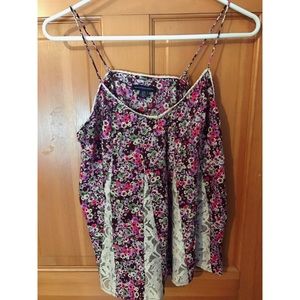 American Eagle Floral Print Flowy Tank Top